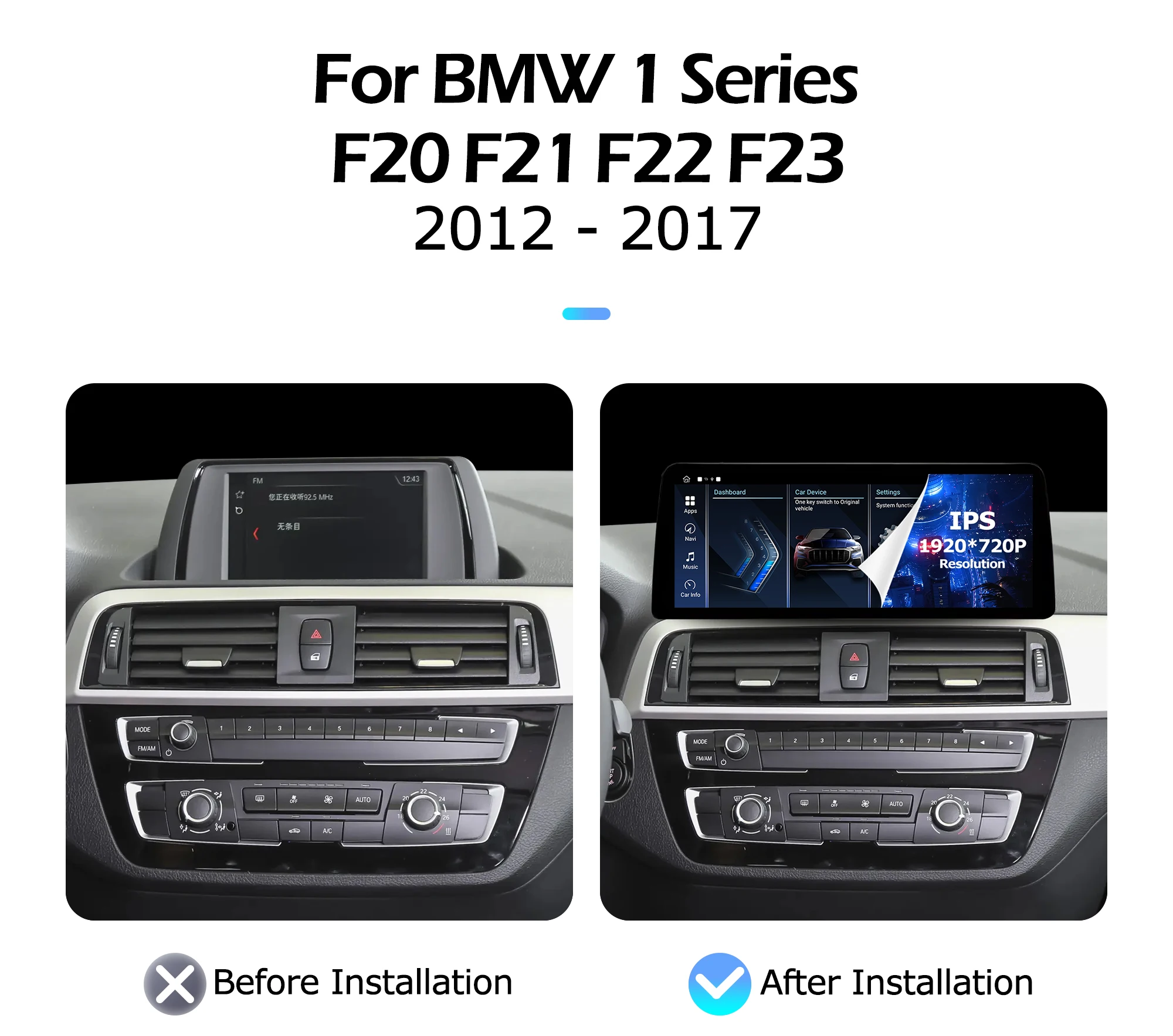 Android 15 12.3 inch For BMW 1 Series F20 F21 F22 F23 2012-2017 NBT System LHD Multimedia Touch Screen GPS Carplay Auto WIFI 4G