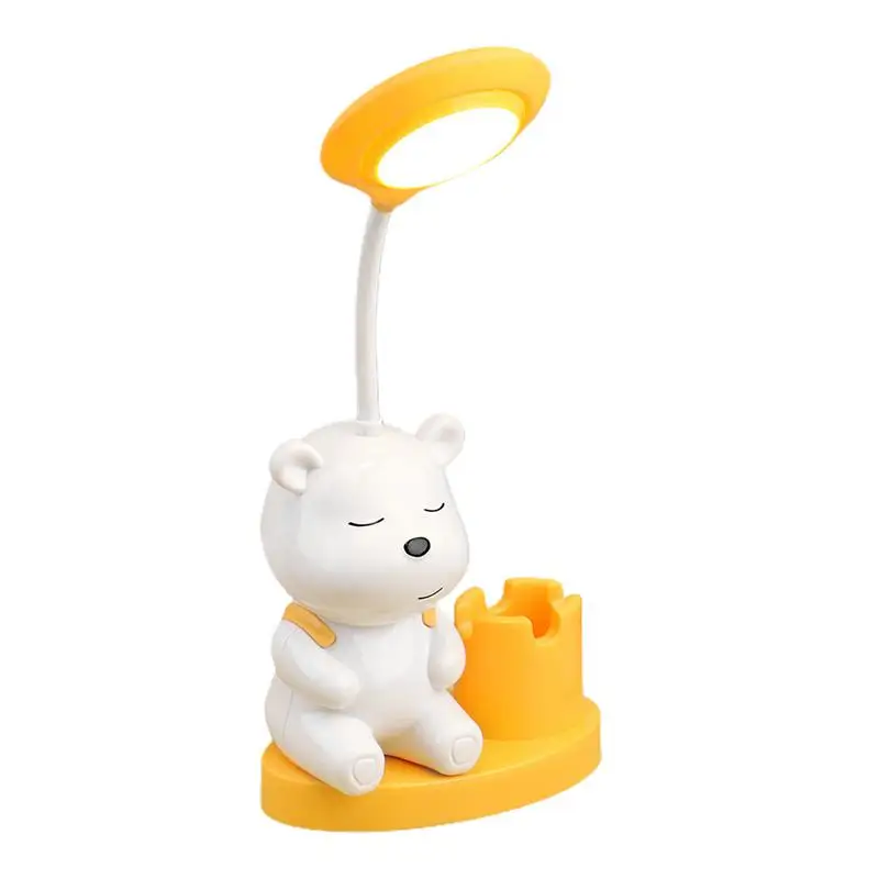 

Cartoon Pen Holder Desk Lamp Cute Bear Table Lamp With 360 Degrees Adjustable Neck Eye Protection Room Accessories Night Light