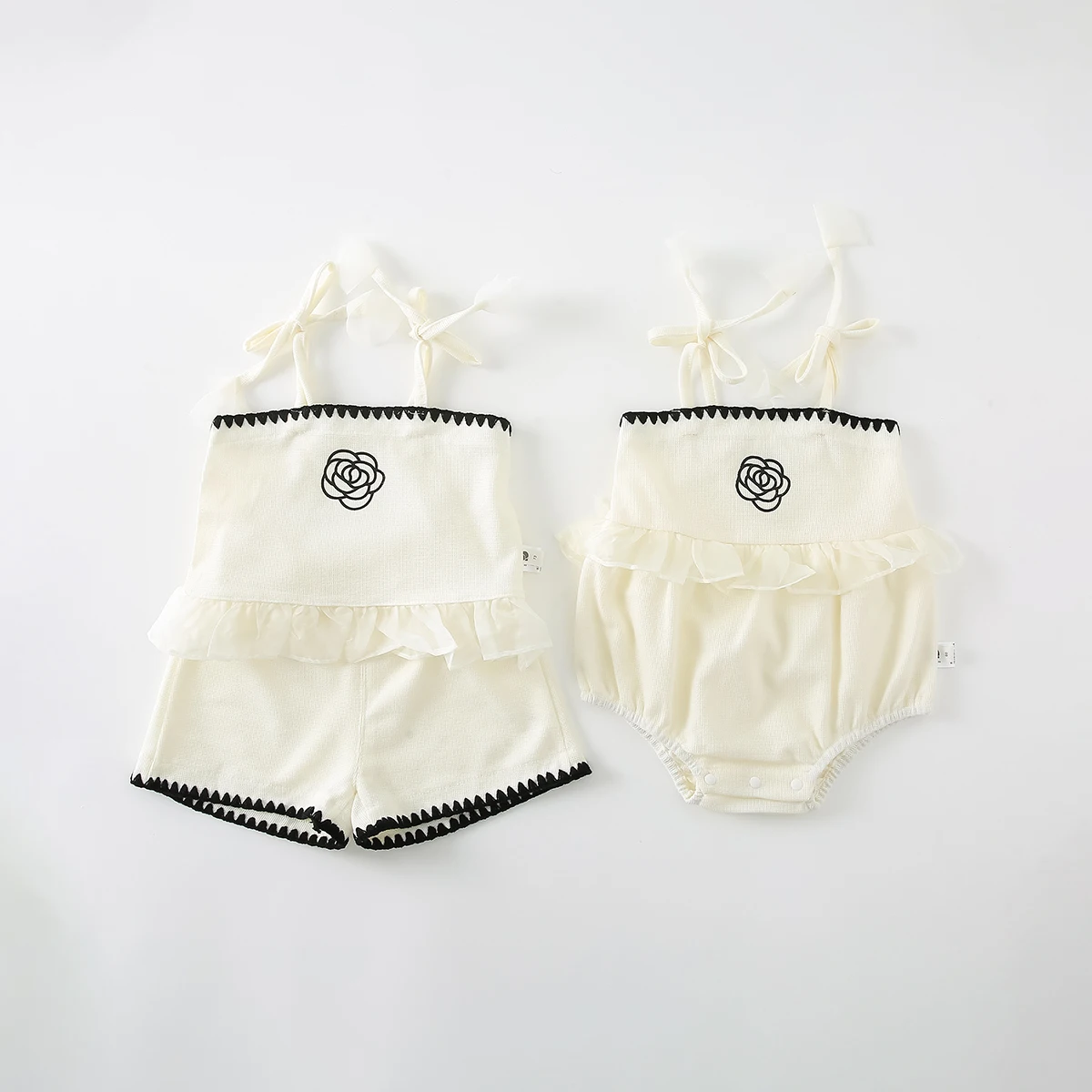 Summer minimalist jumpsuit set for children, sleeveless suspender cooling two-piece jumpsuit for baby girls