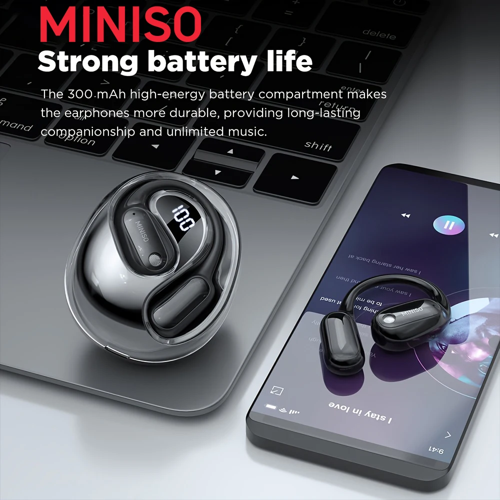 

MINISO Open-Back Bluetooth Headphones Low Latency Wireless Earbuds Outdoor Sports Translation Built-in Dual Microphones ForMusic