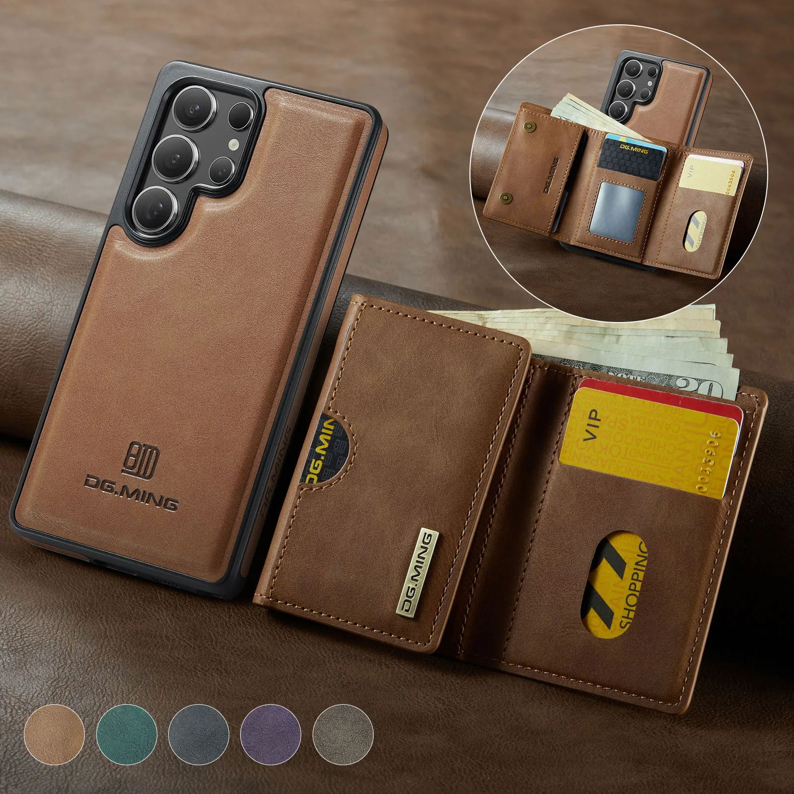 

Detachable Magnetic Wallet Case For Samsung Galaxy S25 Ultra S24 S23 FE S22 Plus S21 For Magsafe RFID Blocking Card Holder Cover