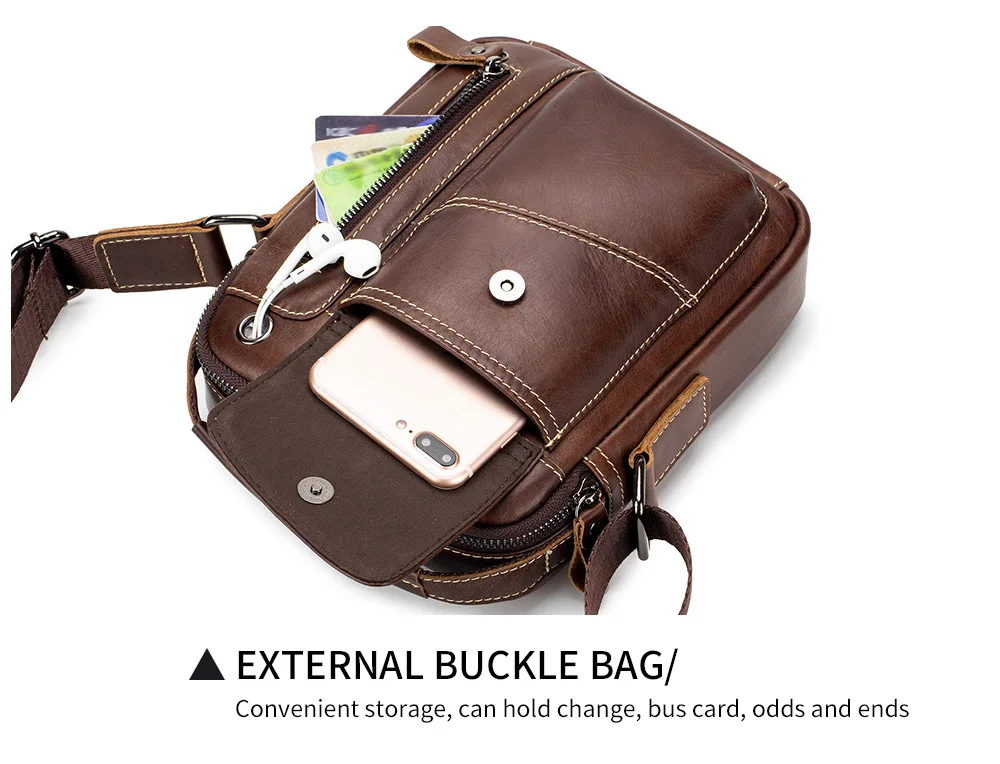 Herren-Umhängetasche aus Leder, multifunktionale Umhängetasche aus Rindsleder mit hoher Kapazität, Handtasche – Detail 13