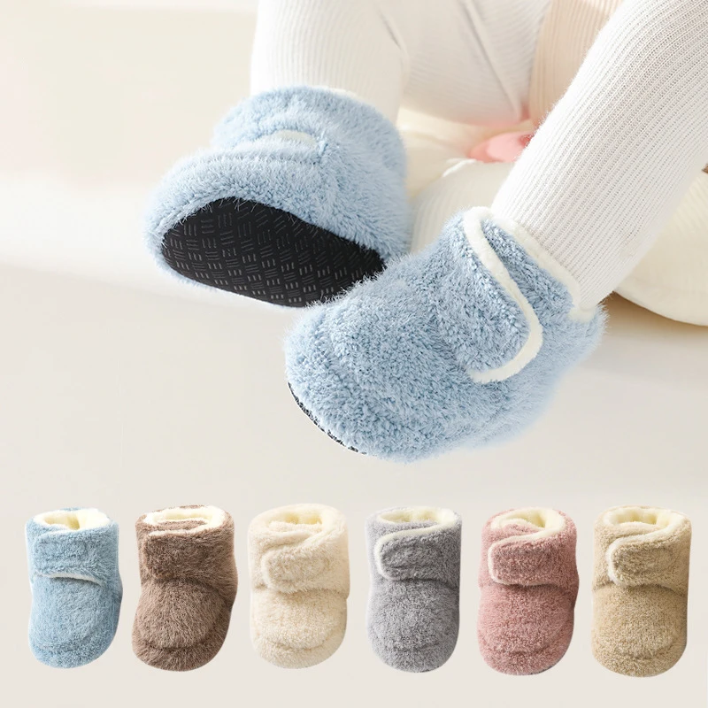

Winter Baby Shoes Soft Solid Color Baby Floor Socks Non-Slip Toddler Shoes Anti Drop Soft Soled Newborn Shoes