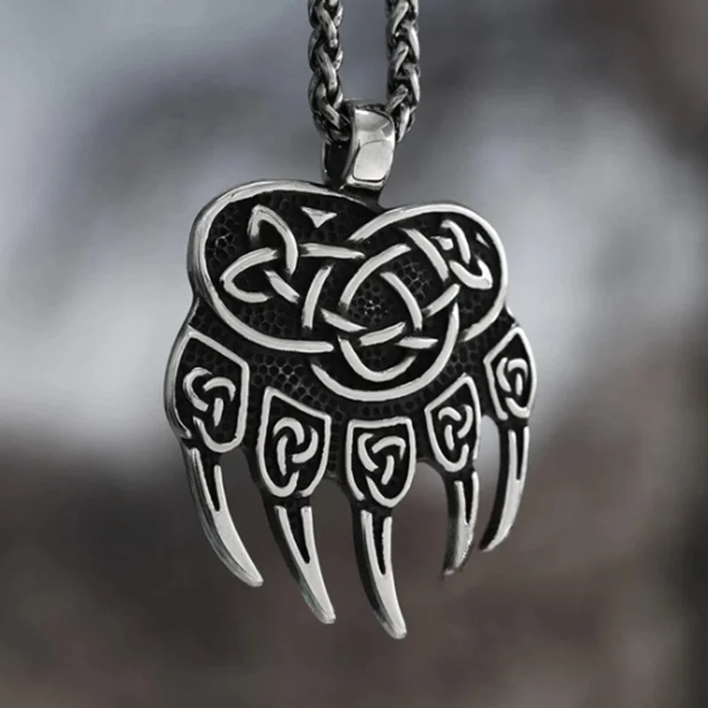 

High Quality Nordic Men's Viking Animal Bear Claw Pendant High Quality Zinc Alloy Pendant Necklace Punk Men's Amulet Jewelry