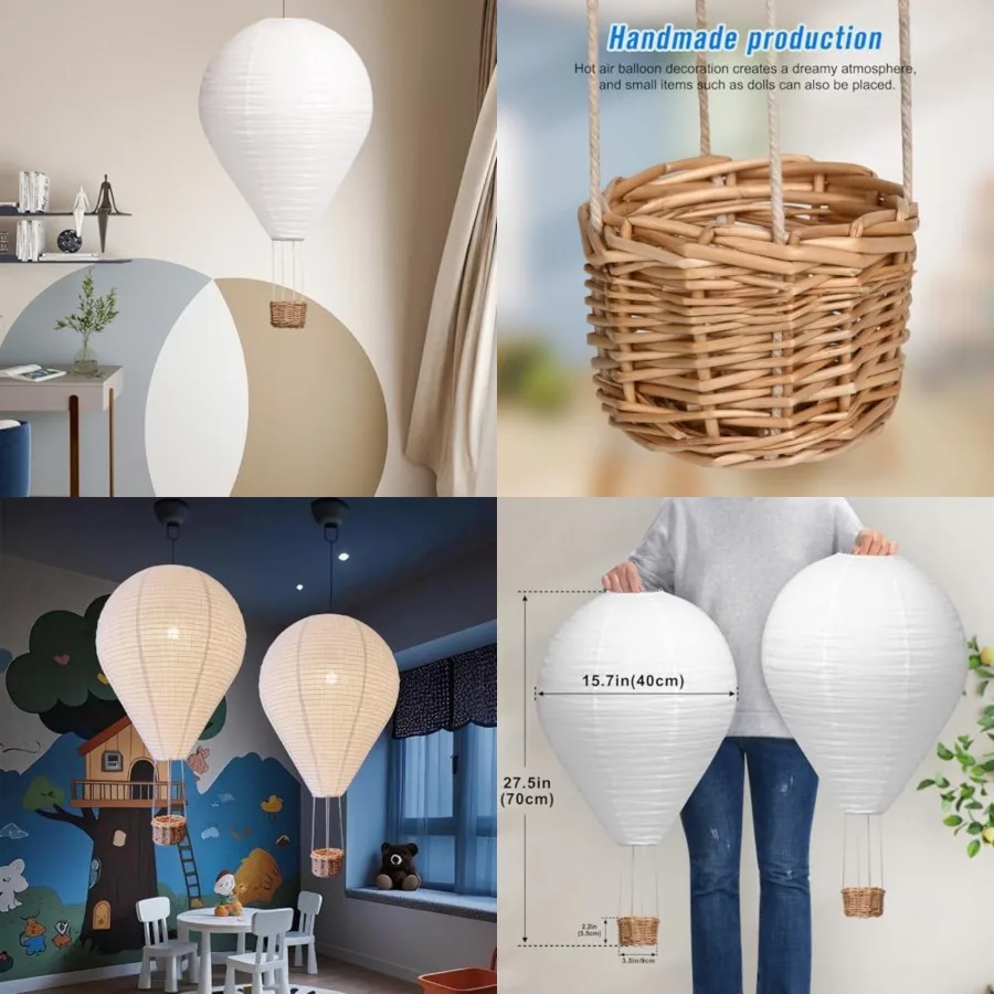 

etmilc 2PCS Hot air balloon decorations 16INCH Handmade Hot air balloon lamp shades Hanging lantern Suitable for Decorating 's