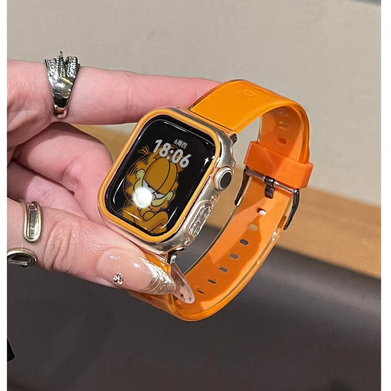 حزام سيليكون لساعة أبل باند 49 مللي متر 46 42 40 44 45 41 38 مللي متر Glacier جيلي واضح سوار لسلسلة iWatch 10 9 8 7 6 5 4 se