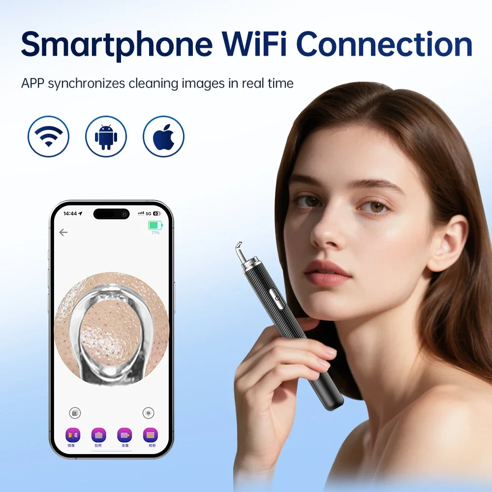 Smart Visual Comedondrukker LED-licht Acne Cleaner Stevige mee-eters Acne Remover Gezicht Diepe reiniging met HD-camera