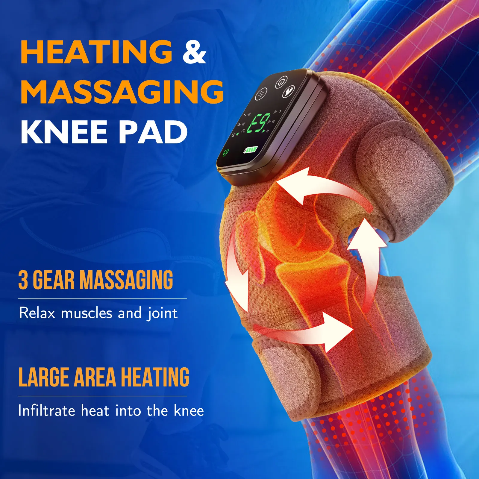 Electric Heat Vibration Knee Massager 3-in-1 Knee Pad Shoulder Elbow Pad Heating Massage Knee Brace Relief Fatigue Hot Compress