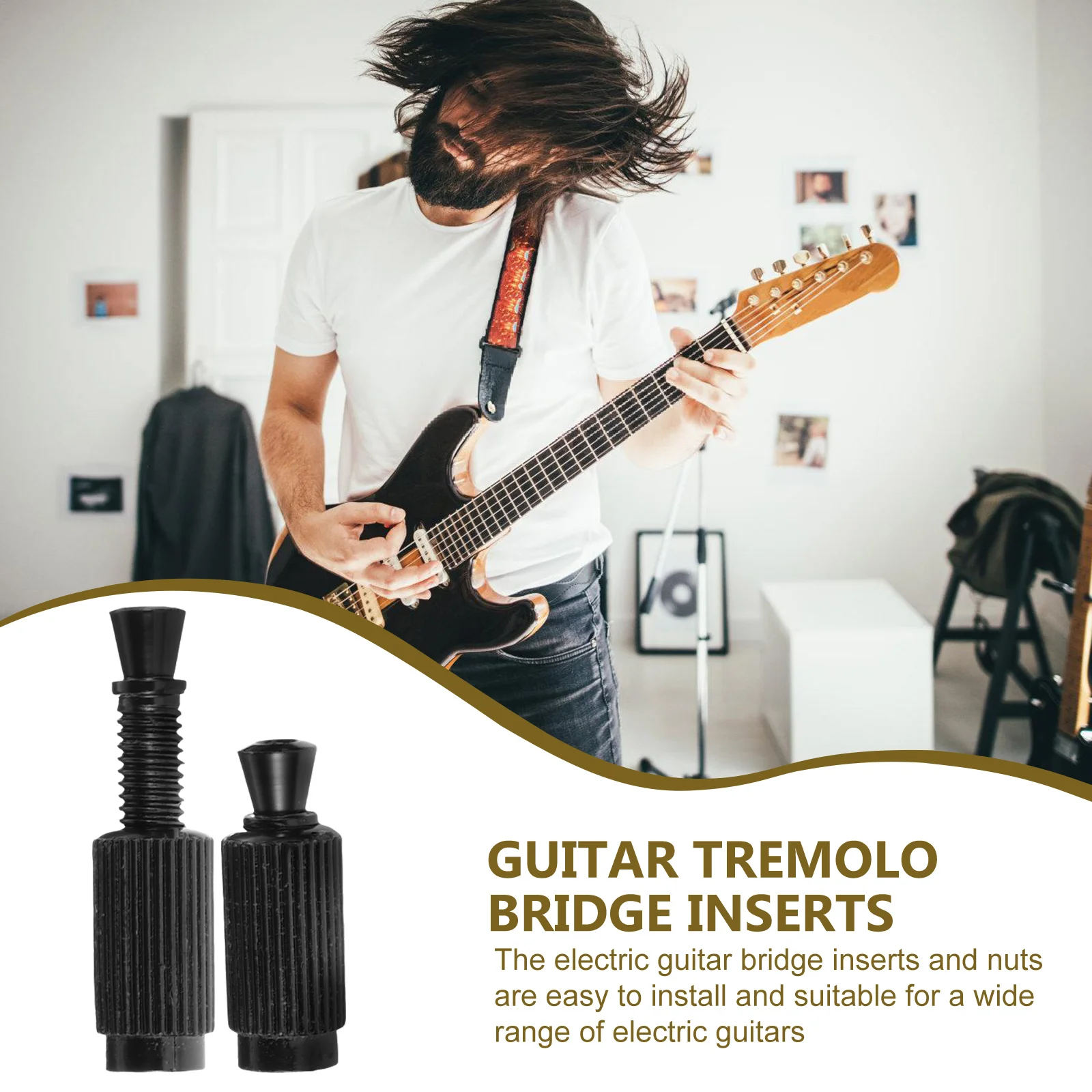 

2Pcs Premium Guitar Tremolo Inserts and Studs Easy Install Bridge Accessories for Electric Guitar Enhanced Stability Sleek