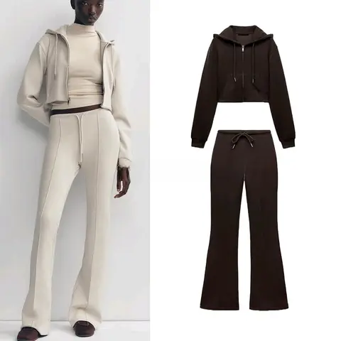 वसंत नई महिलाओं की लंबी स्वेटशर्ट हुडी, स्वेटशर्ट, डबल साइडेड इलास्टिक स्वेटपैंट, ज़िपर क्लोज़र, कैज़ुअल स्पोर्ट्सवियर सेट 8 best sales महिलाओं के ट्रैकसूट - №8