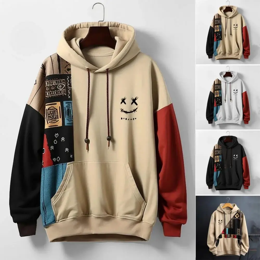 Fall Winter Men Hoodie Print Hoody Men Fashion Casual Long Sleeves Hooded Loose Oversize Pullover Hoodie Street Sweatshirt