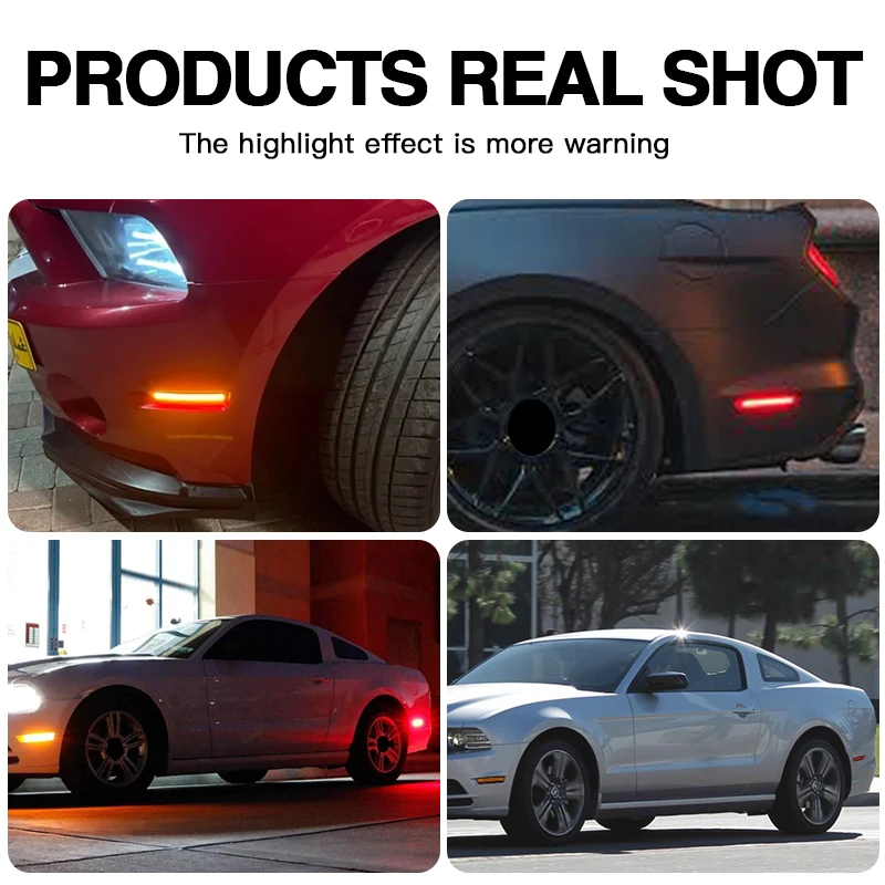 

4PCS Smoked Lens Front Amber Rear Red LED Side Marker Turn Signal Lights Canbus For 2010 2011-2014 Ford Mustang Car Accessories
