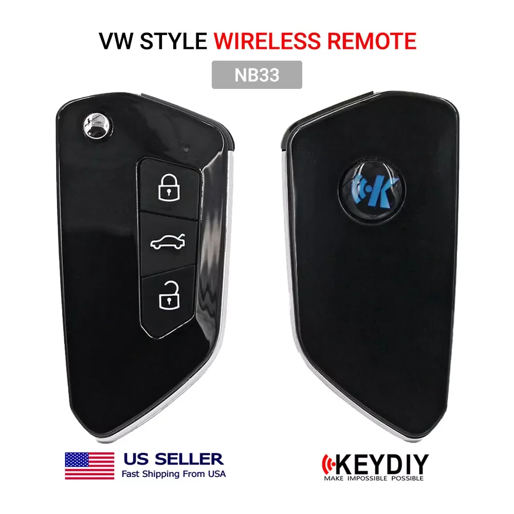 KEYDIY-llave remota inalámbrica Universal, estilo VW, 3 botones, NB33, 5 piezas