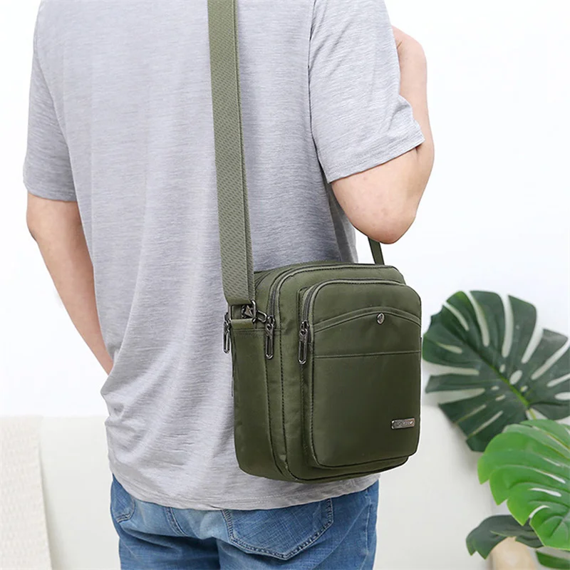 Sac messager en nylon imperméable pour homme, sac à main décontracté, poche zippée, fourre-tout de voyage, sacs à bandoulière pour homme, mode initiée