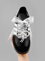 Fancy Lace 2.9CM Width Flat Shoelace for Sneakers Shoelaces for Women Casual Shoes Black White Shoe Laces Accessorices