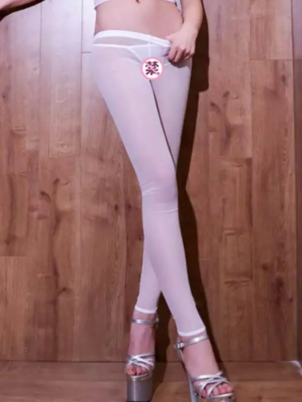 Calças de Yoga Sexy de Alta Transparência, Ajuste Justo, Camada Base Casual, Modelo Fino de Nove Peças