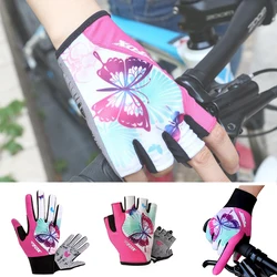 Cycling Gloves Women Half Finger Gel Padded Bike Gloves for Mountain Road Bicycle Biking Anti-Slip Shock-Absorbing Mittens