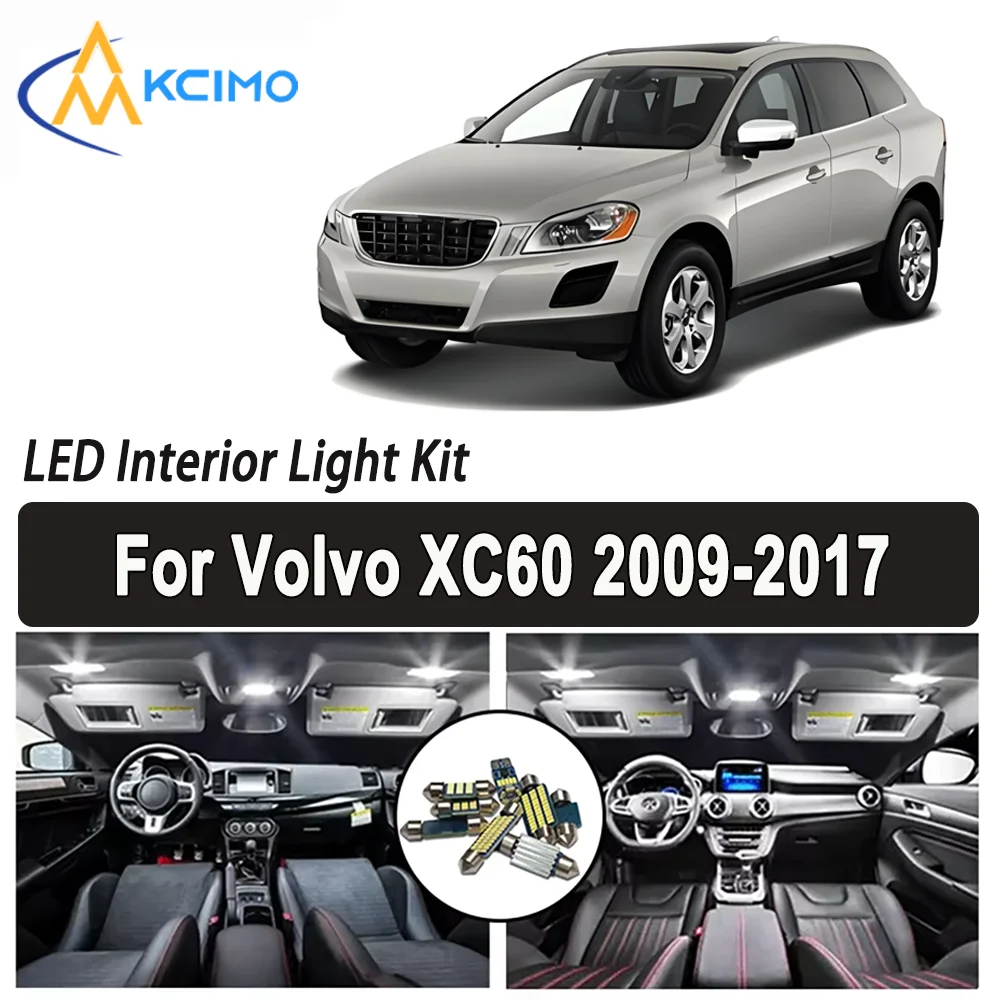 ไฟ LED Kcimo สำหรับรถยนต์ Volvo XC60 ปี 2009 2010 2011 2012 2013 2014 2015 2016 2017 ชุดไฟ LED ภายในรถยนต์คุณภาพพรีเมียม สว่างมาก สำหรับไฟโดม ไฟแผนที่ ไฟท้ายรถ
