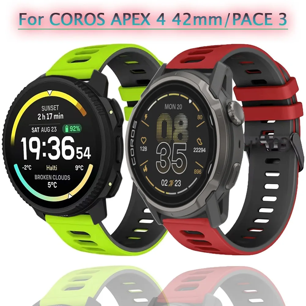 20/22 mm Silikonarmband für COROS PACE Pro/APEX 4 2 Pro 46 mm atmungsaktives Band für Suunto Vertical 2 1/Run/Ocean/Race S 2 1 Correa