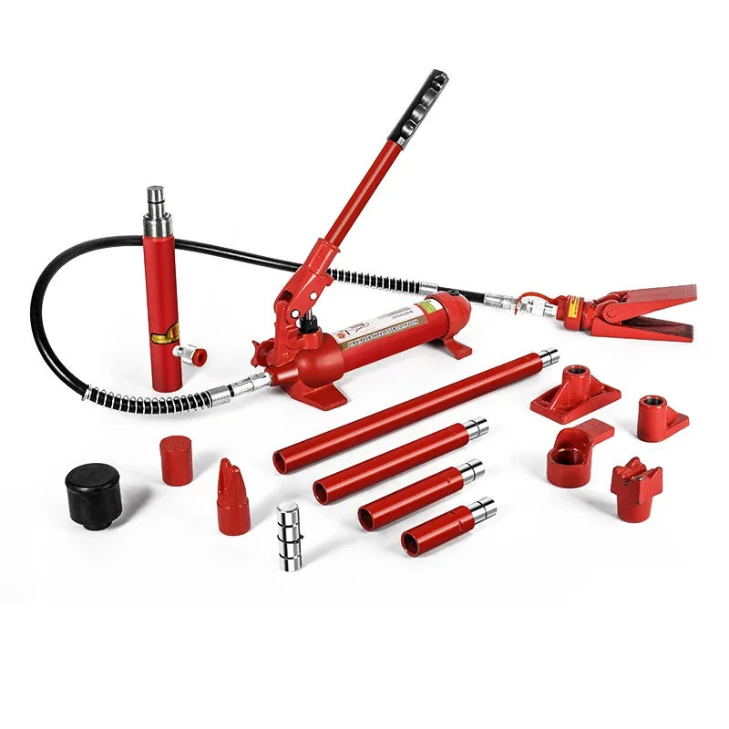 10 Ton Power Hydraulic Cylinder Jack 1.2M Oil Tube Autobody Frame Repair Kit 15PCS Truck Farm Lifting Jack Heavy Equipment