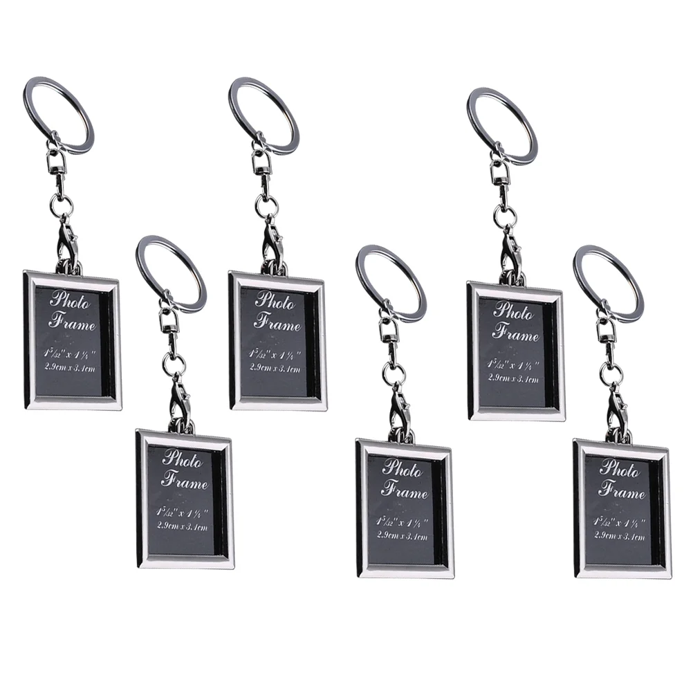 6 Pcs Picture Shelf Wedding Decor Photo Frame Key Ring Chain Baseball Lovers Dad