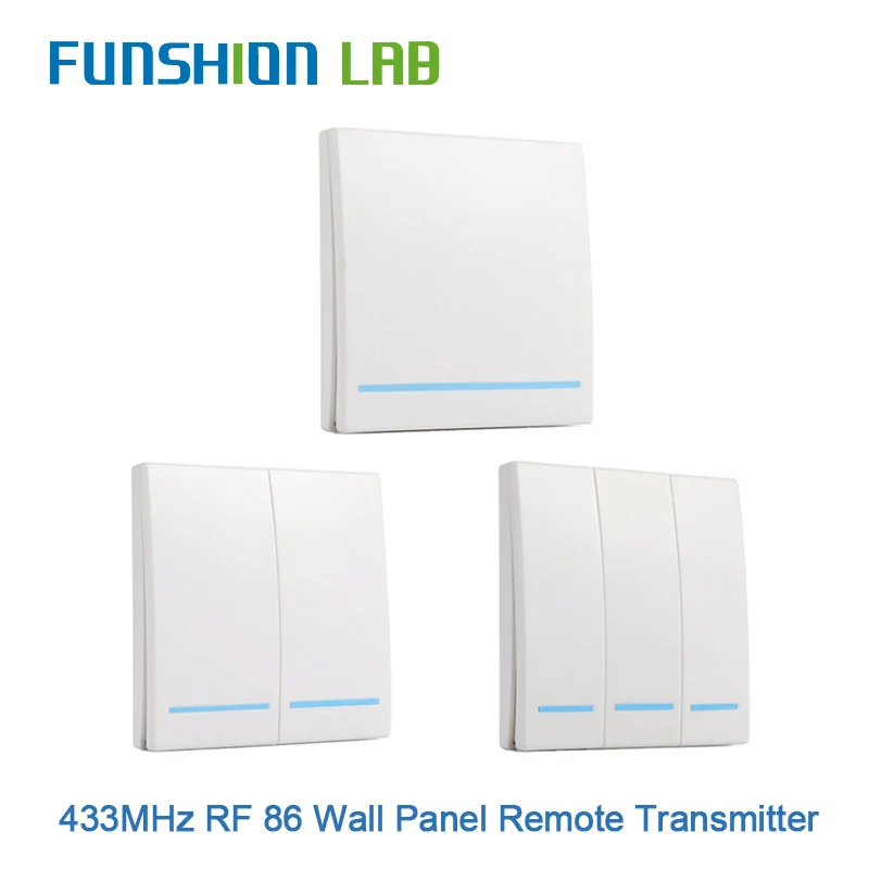 FUNSHION 433MHz รีโมทคอนโทรลไร้สาย Control86แผงเครื่องส่งสัญญาณ RF 1 2 3ปุ่มสำหรับ Home Room Light สวิทช์