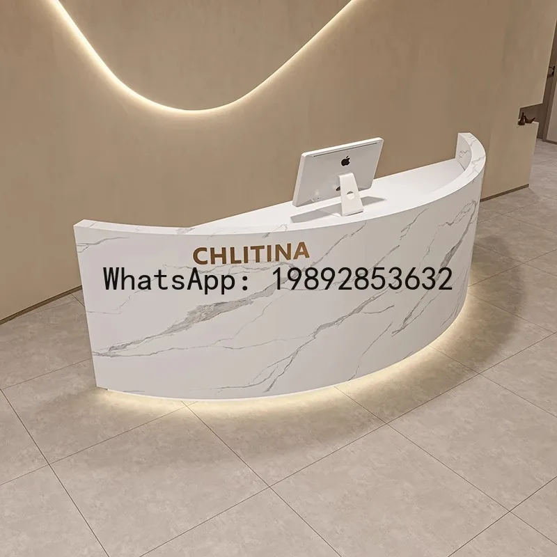 

X-21 arc-shaped clothing store cashier counter - premium lacquered bar/reception desk