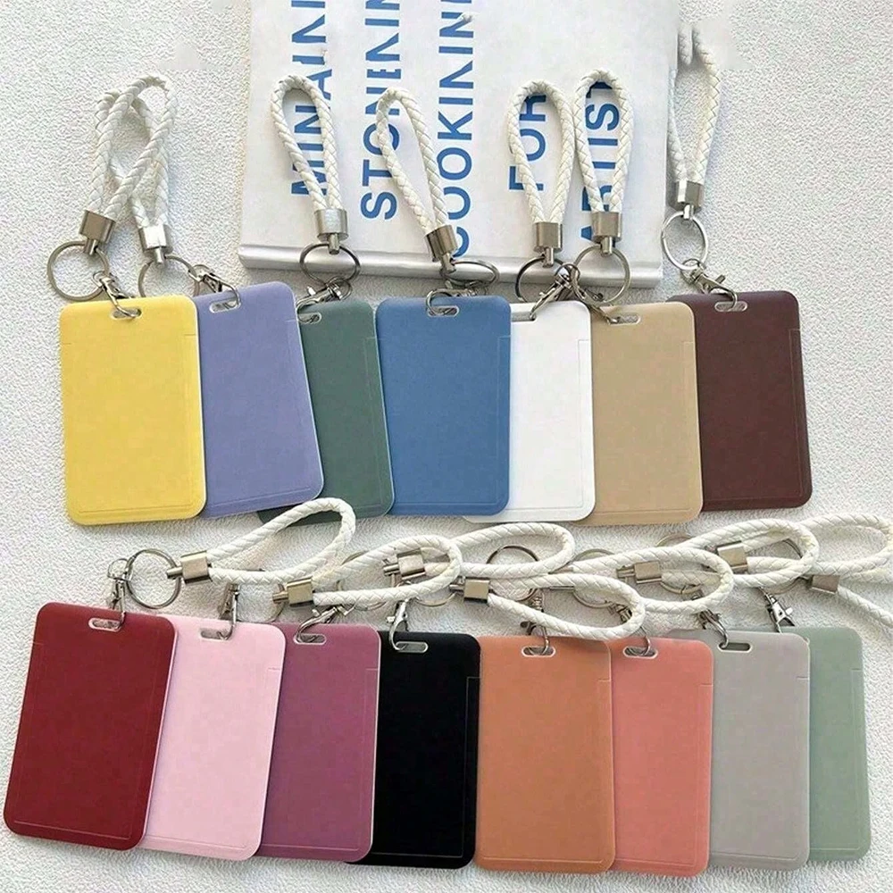 1Pcs Solid Color Hard ID Card Clip, Plastic Bus Card Protective Cover, Campus Card Access Card Clip, Detachable Card Placement