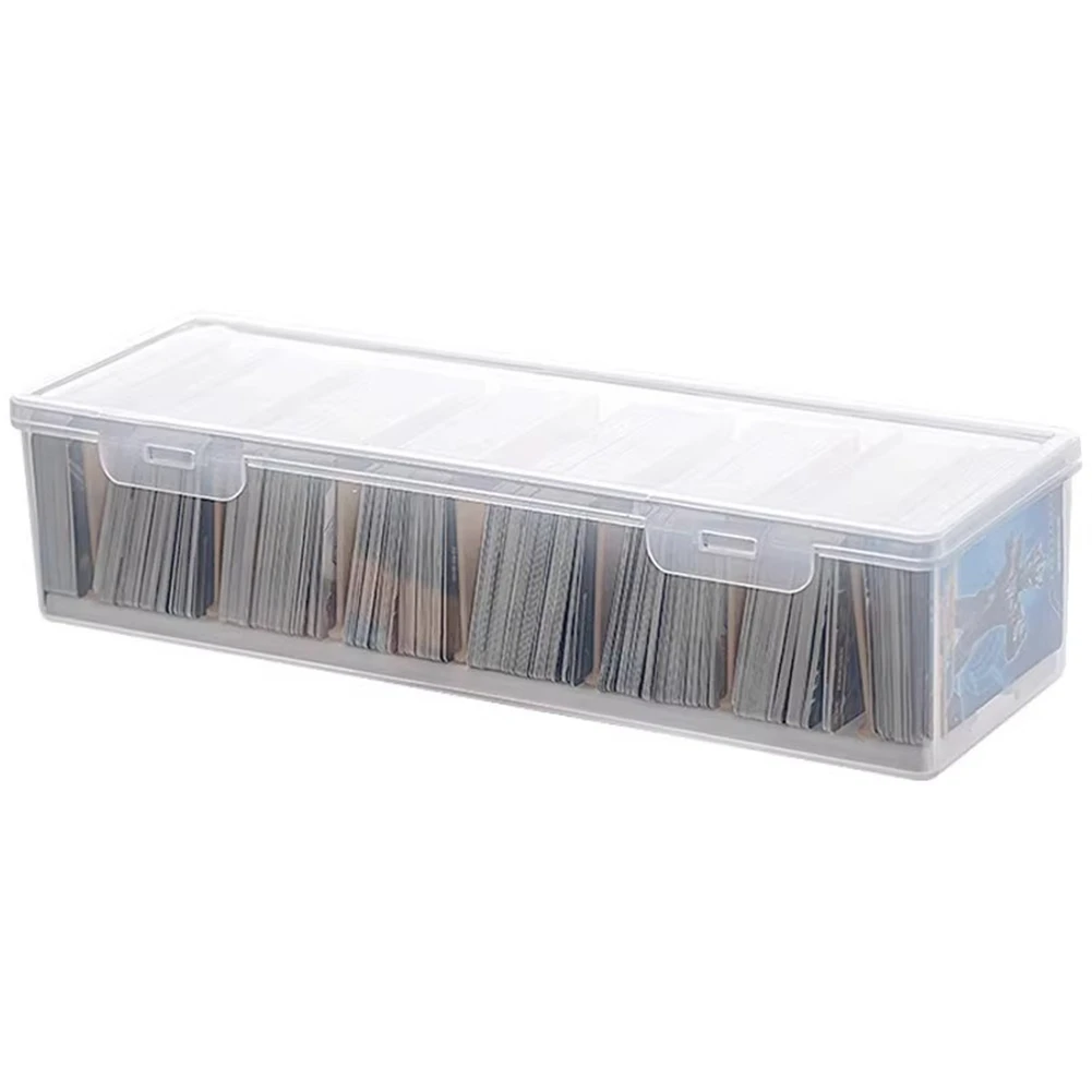 STOCK& Clear Plastic Compartmentalized Organizer Box Holds Game Cards Storage Box with Adjustable Divider for PTCG/ Cards