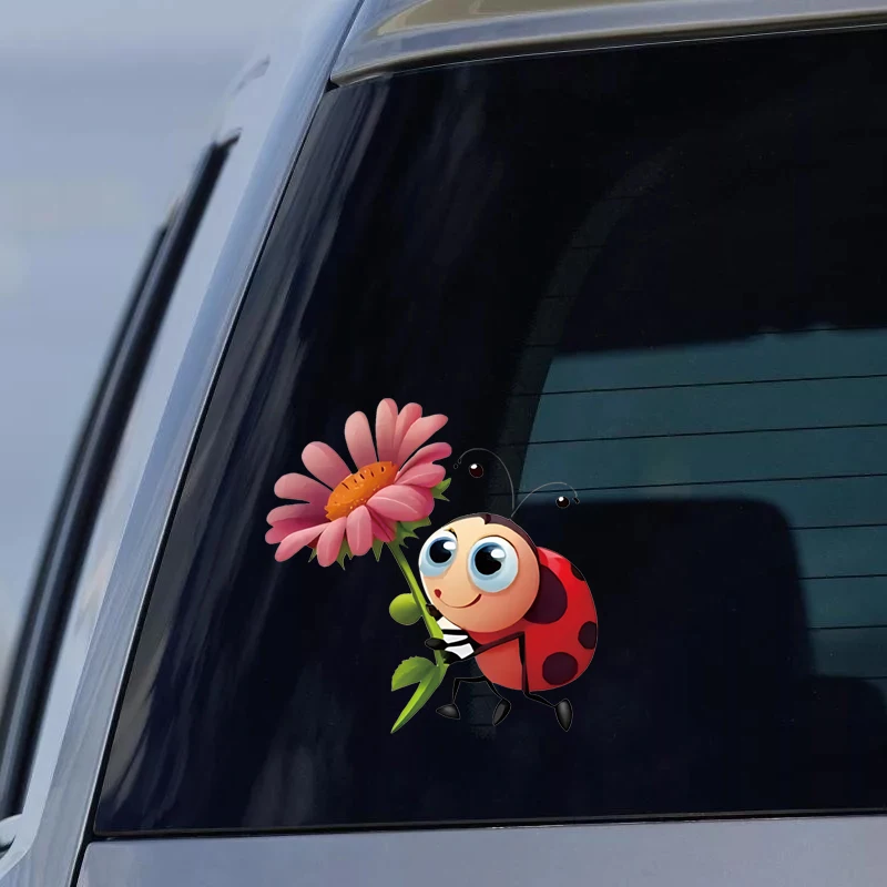 JT442# 1pc Car Sticker Ladybug Pattern Sticker - Also Suitable For Water Bottles, Laptops