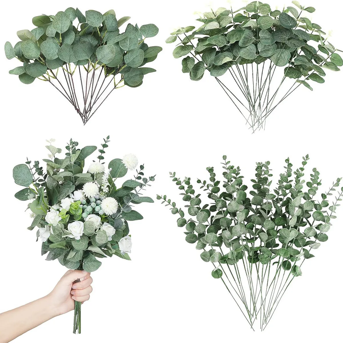 

30pcs Artificial flowers plants green stem combination for bride bouquet wedding home garden dining table decoration gift box