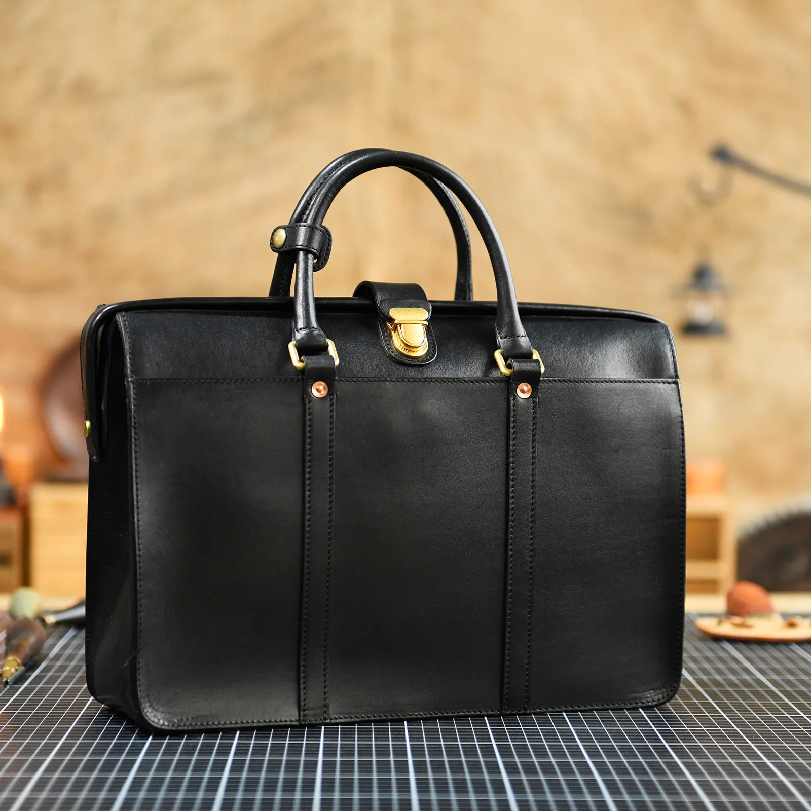 PNDME business fashion handmade luxury genuine leather men women's briefcase designer first layer cowhide laptop doctor handbag