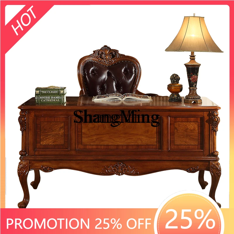 

ZYY Senior Exquisite Solid Wood Computer Desk Home Adult Study Desk Carved Retro Learning Desk