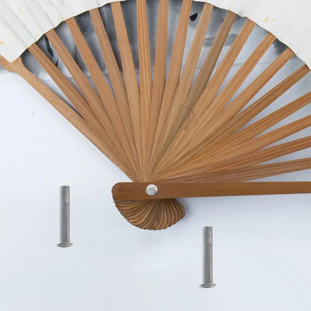12 Sets Folding Fan Nails DIY Handmade Jewelry Pin Silver Handheld Shaft Rivet Nut - Image 3