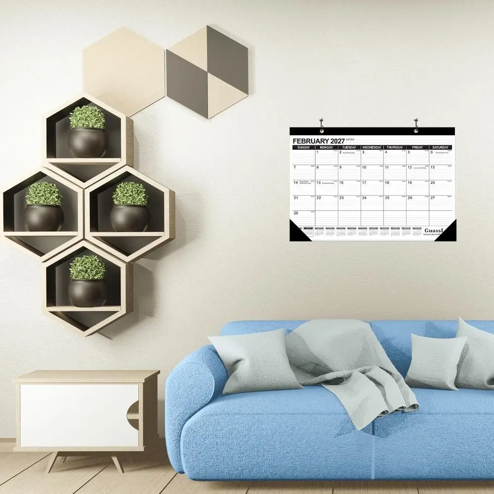 

Большой настенный календарь на 2026 год, ежедневный планировщик, прозрачный чехол, водонепроницаемый, подвесной