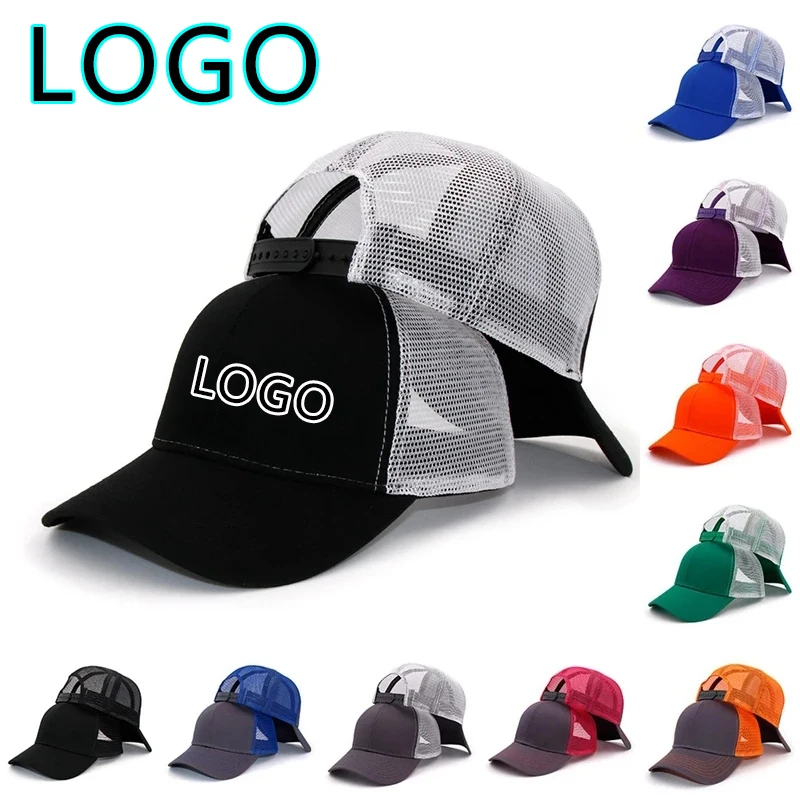 Custom Logo Mesh Splicing Breathable Adjustable Baseball Cap Men Hip Hop Summer Shade Snapback Hat Outdoor Women  Trucker Caps