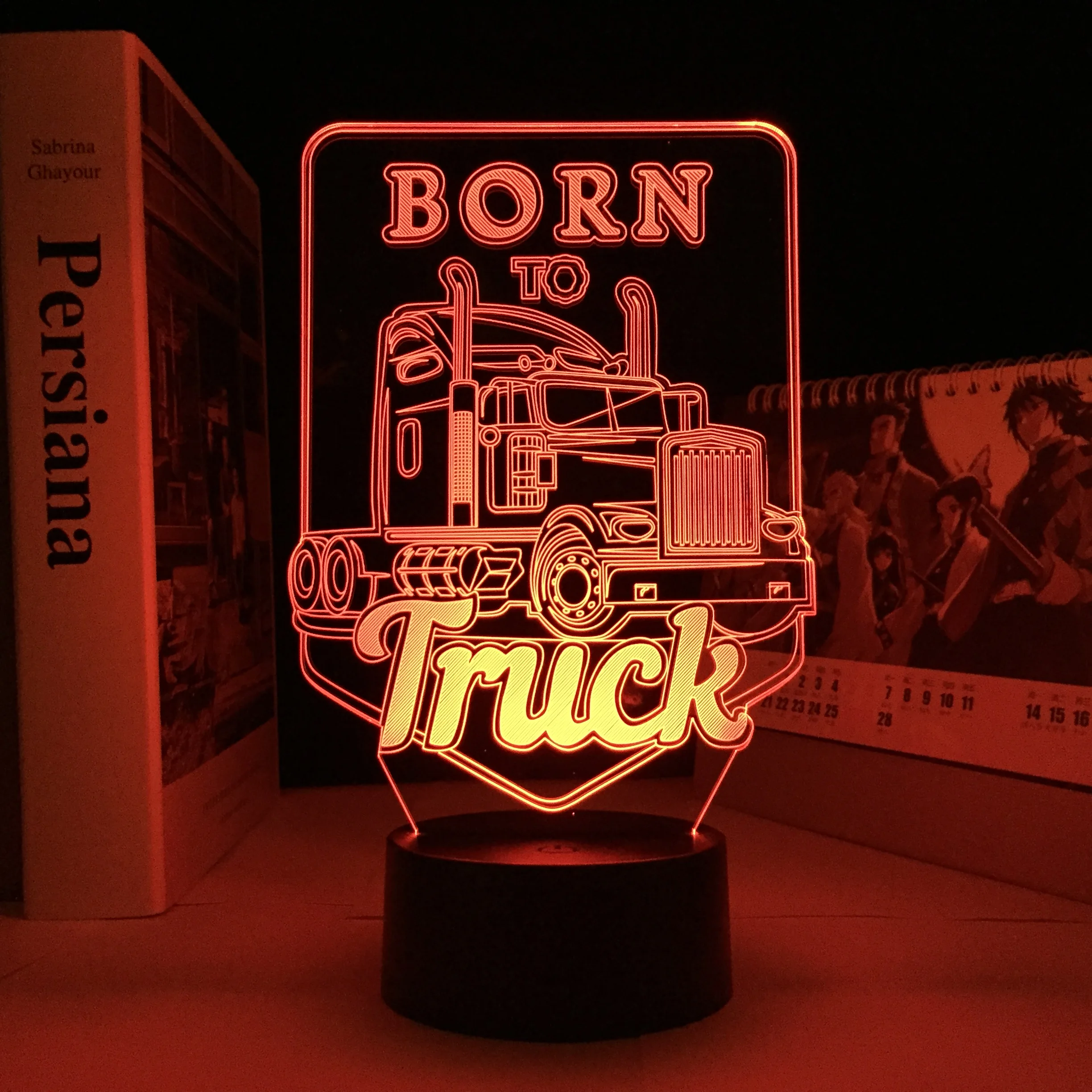 Born To Truck LED Lamp 16 Colors Change Battery Powered For Gaming Room Atmosphere Decor 3D Acrylic Night Light Dropshipping