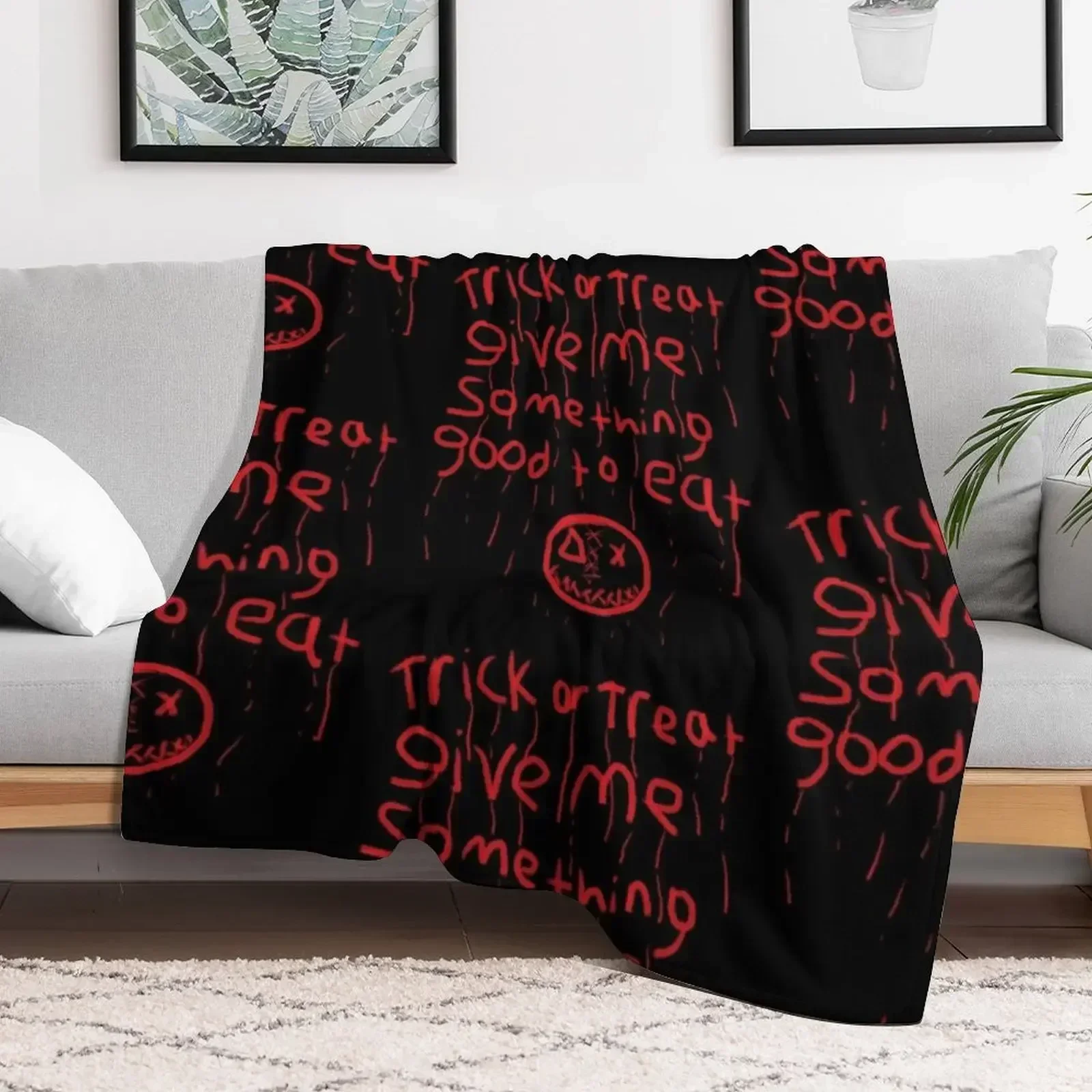 trick r treat sam bloody writing Throw Blanket Soft Plush Plaid Flannels Flannel Fabric Retros Camping Blankets - view 5