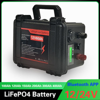 12V 24V 100Ah 120AH 150AH 200AH 400Ah Lifepo4 lithium iron phosphate battery pack bluetooth BMS  para barco a motor de pesca