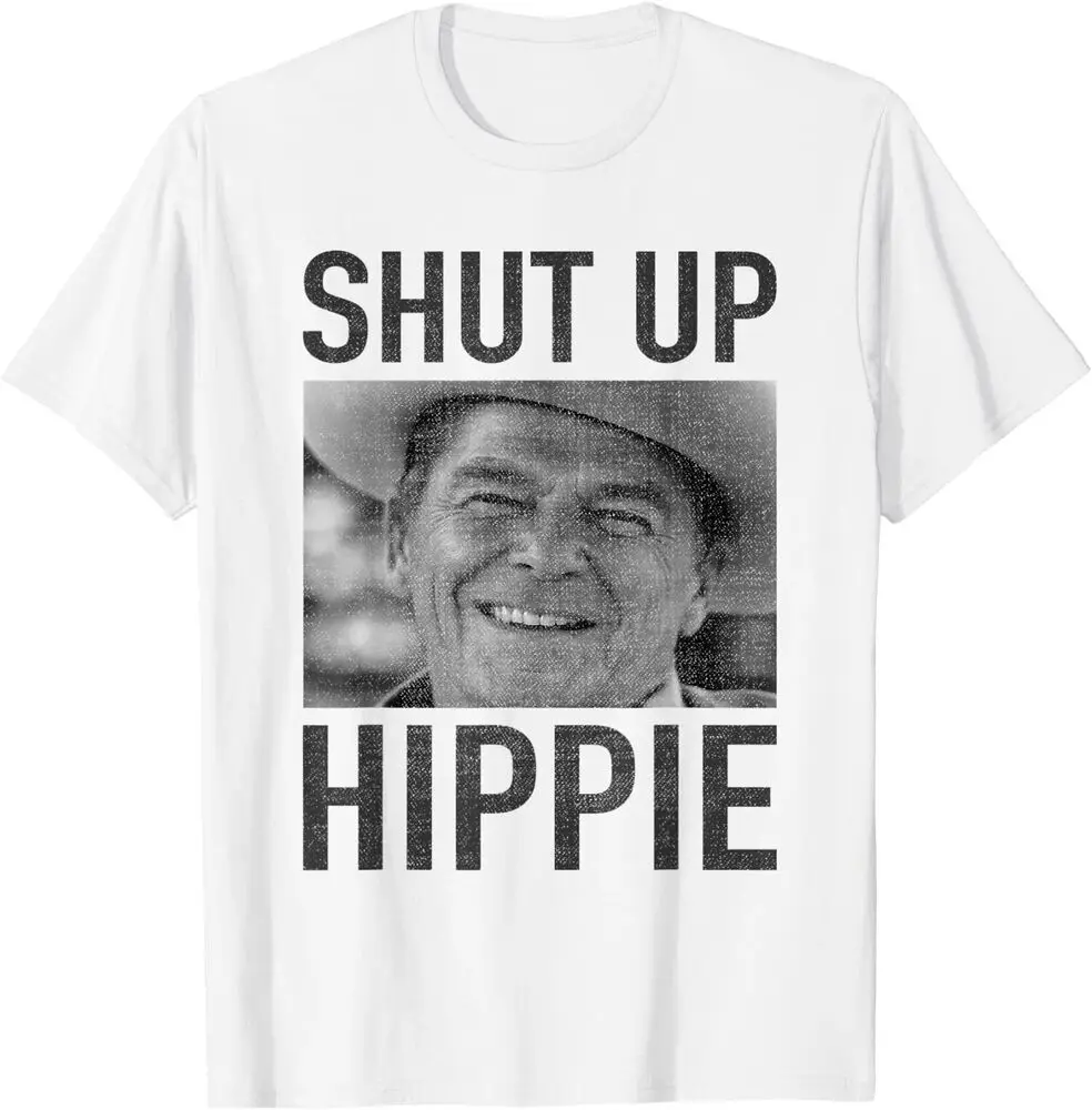 Shut Up Hippie Ronald Reagan Anti Liberal Republican Gifts T-Shirt Anime Pattern Y2KLuxury vintage oversized