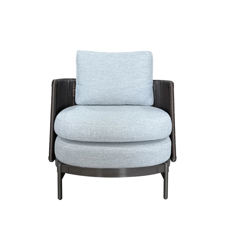 Tape Cord Outdoor Stainless Steel Frame Rattan Armchair Outdoor Furniture