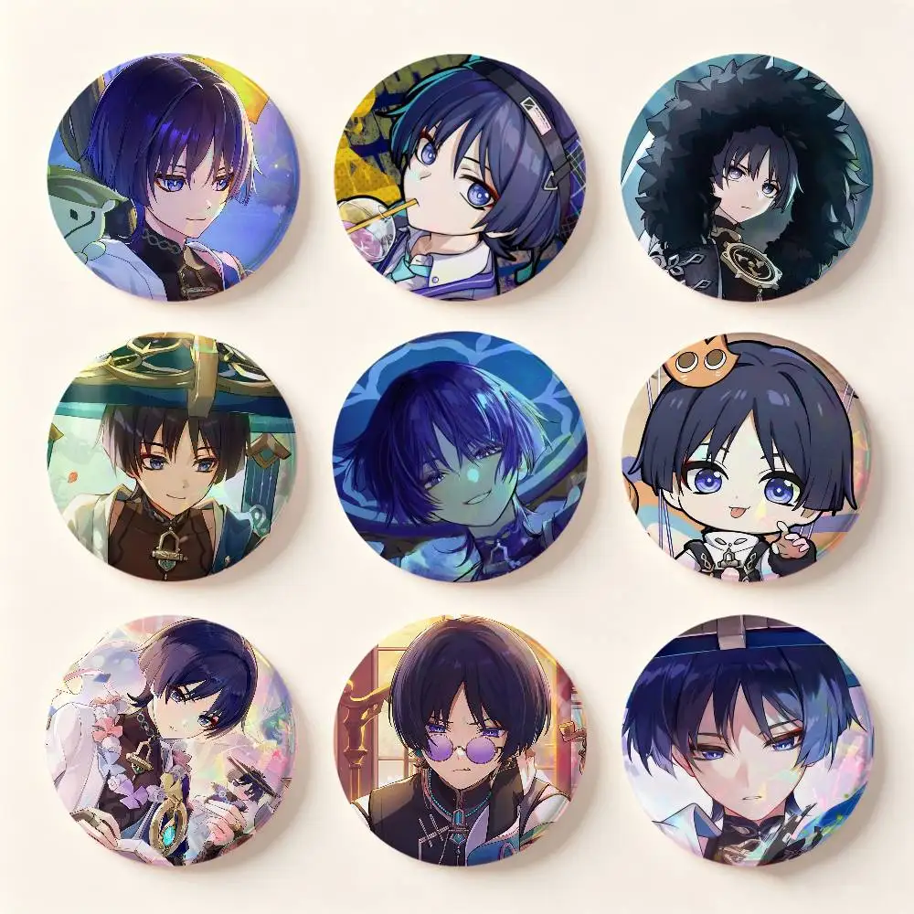 Wanderer Genshin Impact Badges 25 32 44 58 75 Mm Round Cosplay Pin Bag Decor Fans Collect Friends Gifts Brooch Souvenir
