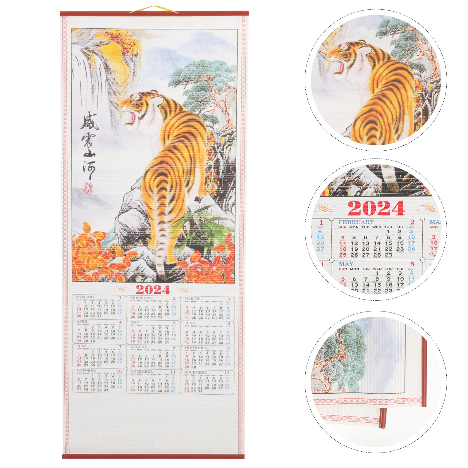 

2024 Year of Dragon Lunar Calendar Hanging Wall Calendar with Complete Date Reference Chinese Culture Gift for Family Friends