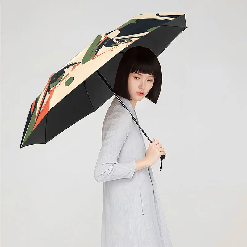 Folding Umbrella Abstract Eyes Portable Windproof Rainproof SunShade Travel Parasol Business Gift For Halloween Holiday Present