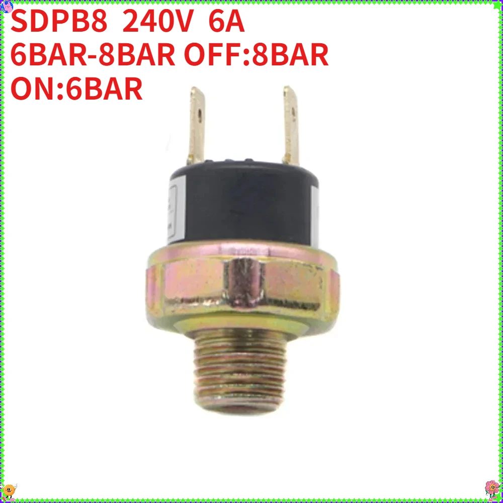 1x Air Compressor Pressure Control Switch Valve Horn SDPB8  240V  6A  6BAR-8BAR OFF 8BAR ON 6BAR