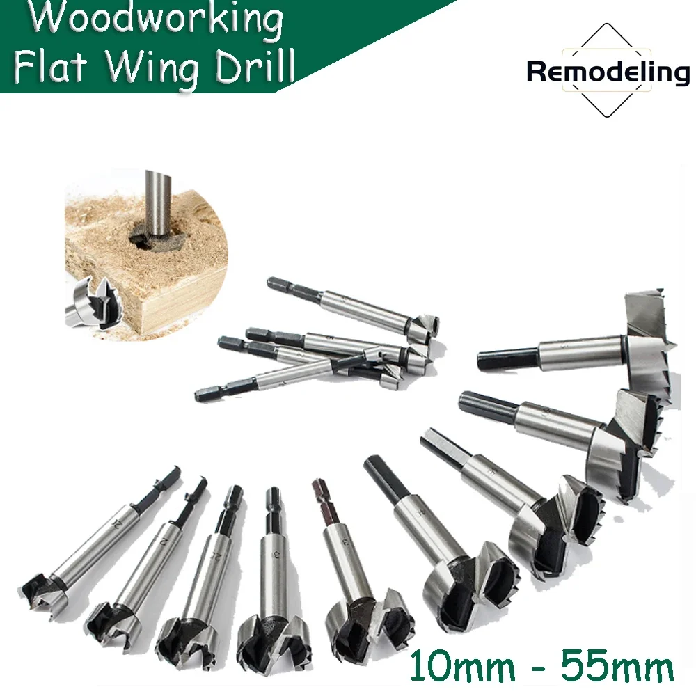 

1pcs Woodworking Flat Wing Drill Bits 10mm 12mm 15mm18mm-55mm Alloy Steel Extended Wood Reamer Flat Wing Drill Hole Punching