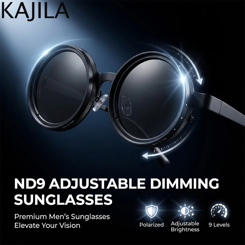 

Polarized Round Steampunk ND9 Adjustable Dimming Sunglasses Men 2026 Luxury Brand Punk Fishing Anti-Glare Driving Sun Glasses