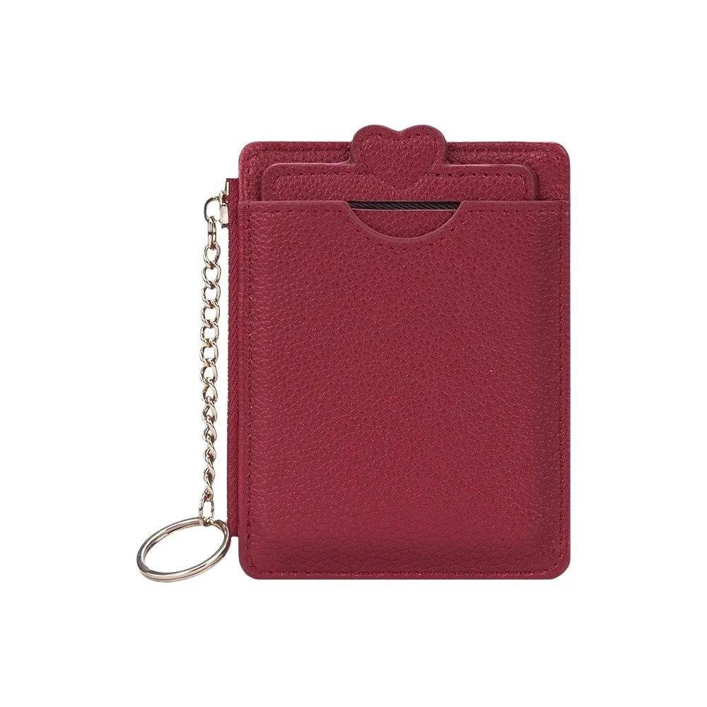 

Causal Love Heart Woman Wallet Zipper Multi-card Slot Short Card Bag PU Leather Storage Cartoon Card Holder Travel
