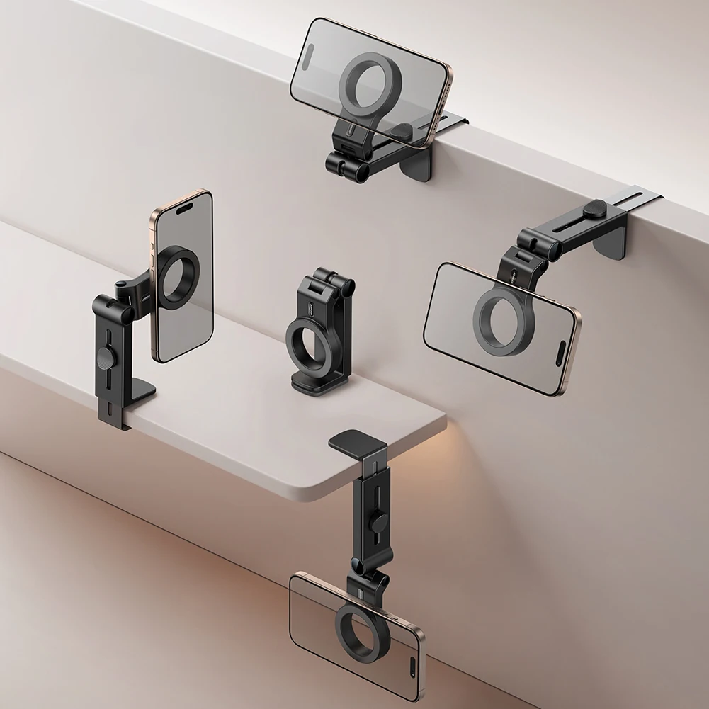 마그네틱 핸즈프리 비행기 휴대폰 마운트 360 °   iPhone 15 14 13 12용 유연한 회전 핸드폰 마운트 여행용 책상 전화 스탠드