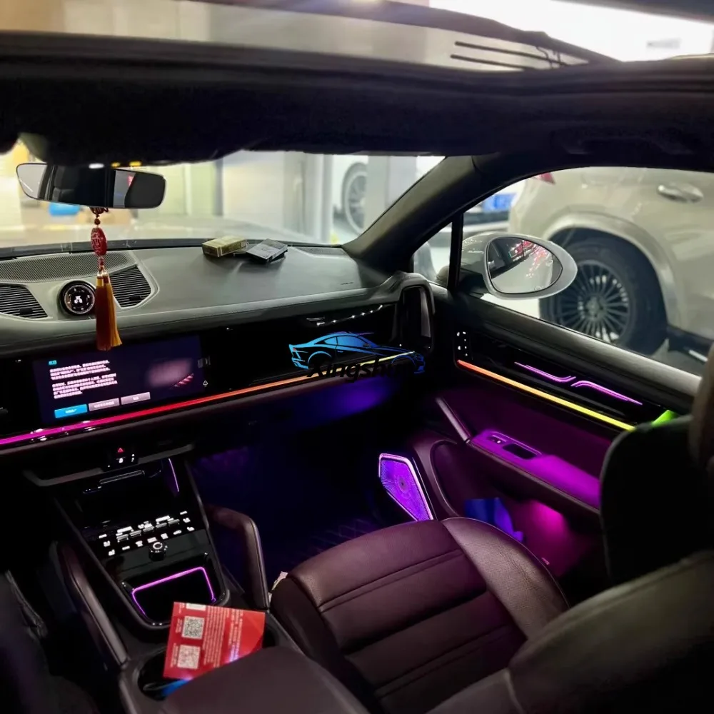 Hot Upgraded Interior Atmosphere Lights for Porsche 2024-2025 Cayenne Dynamic Colorful Symphony Car Ambient Light